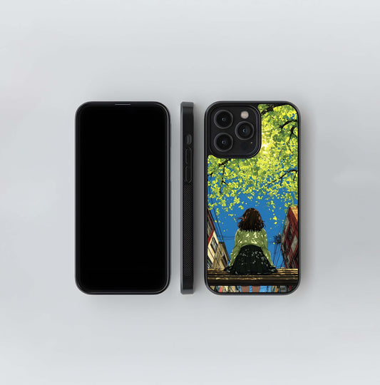 Golden Leaves Glow Glass Case