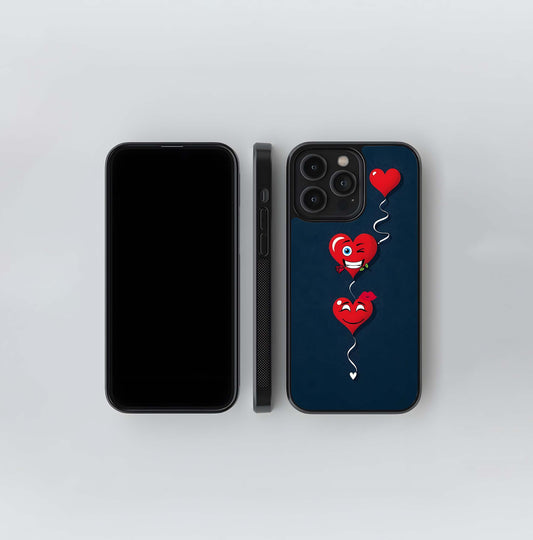 Heart Balloon Cartoon Chain Glass Case