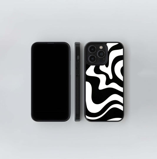 Monochrome Fluid Swirl Glass Case