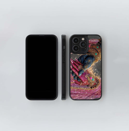 Radha Krishna Holding Hands Glass Case