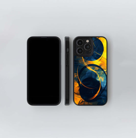 Abstract Cobalt and Gold Swirl Glass Case