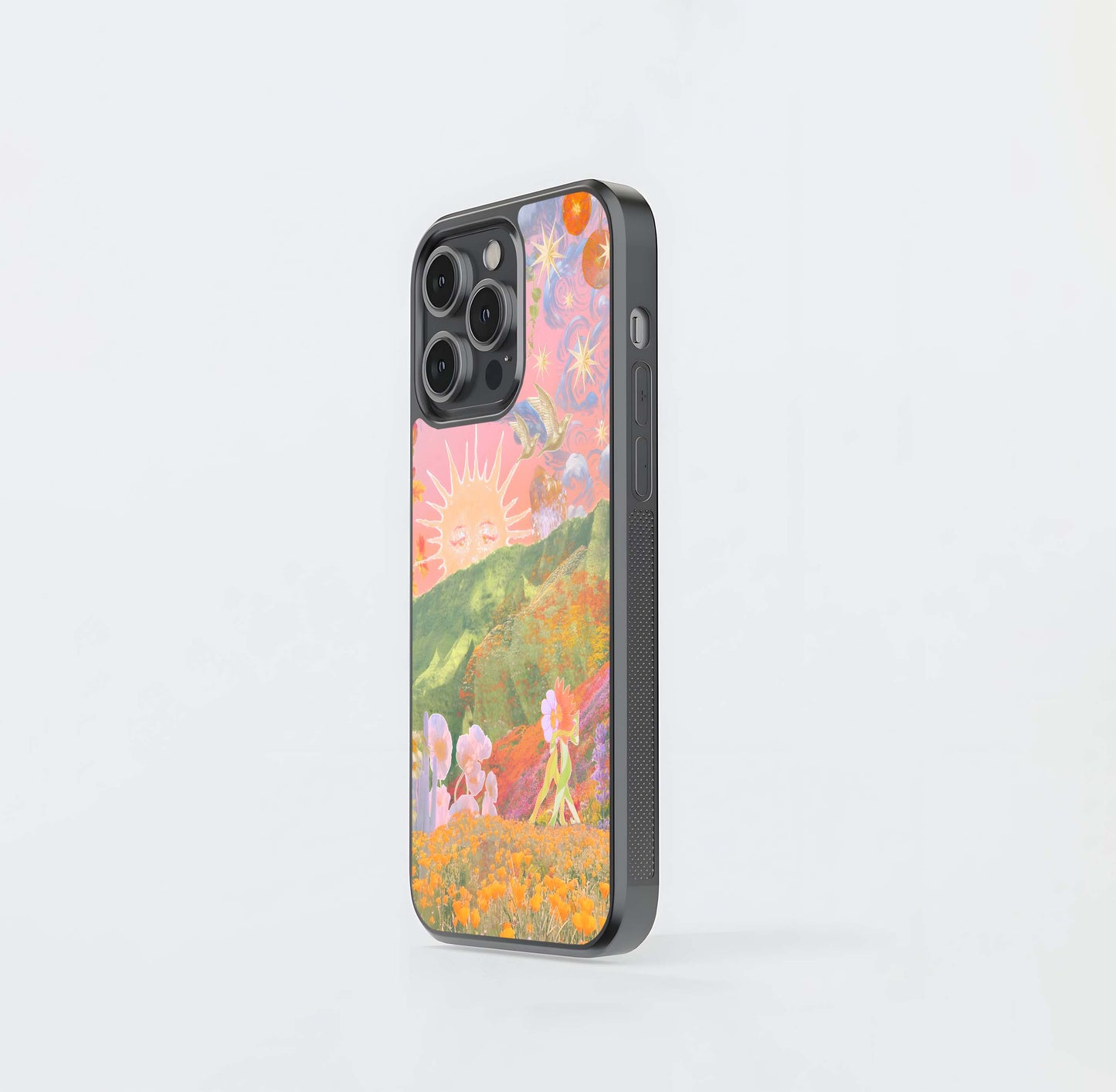 Orange Cottage Scenery Glass Case