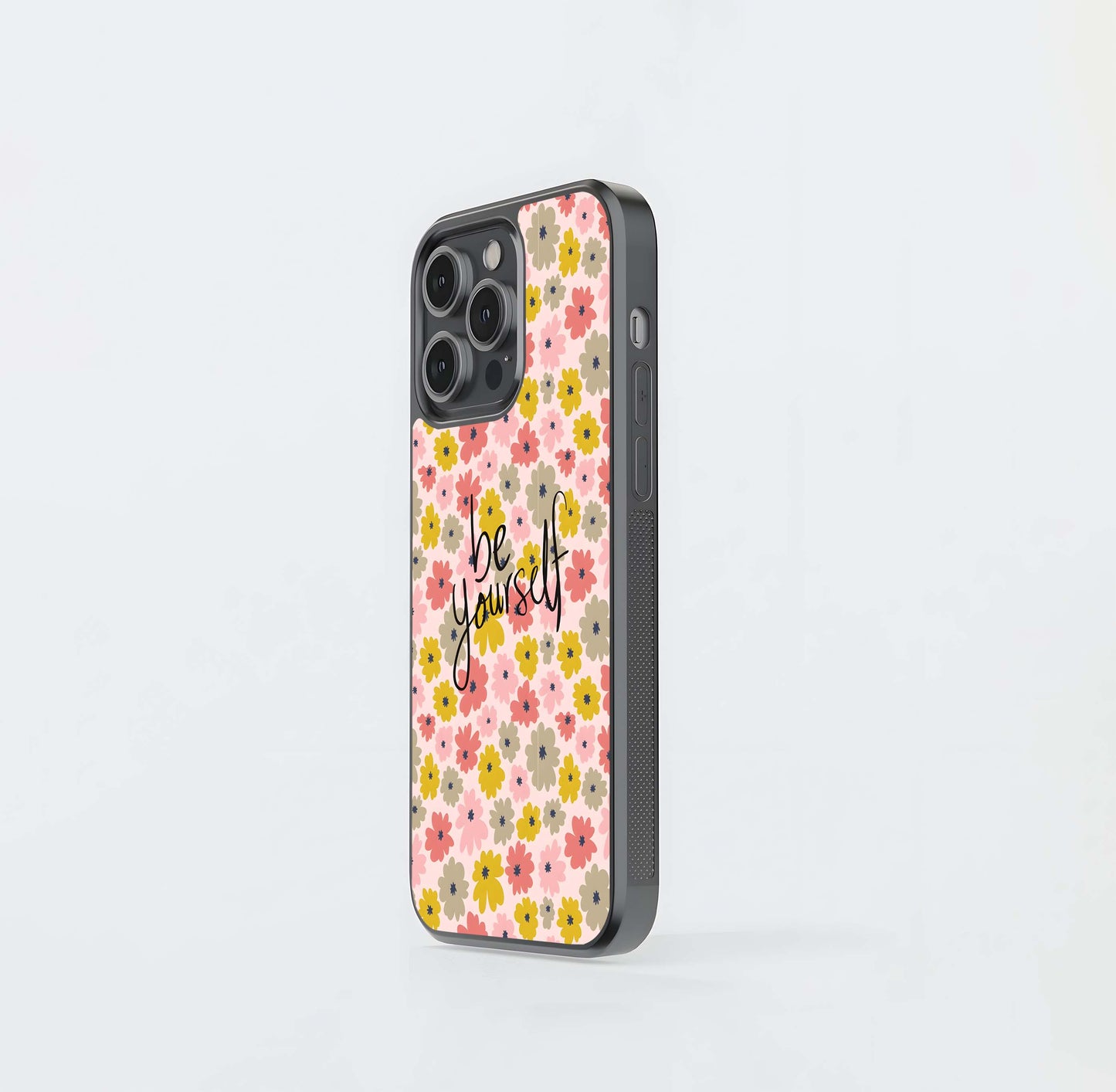 Be Yourself Floral Pattern Glass Case