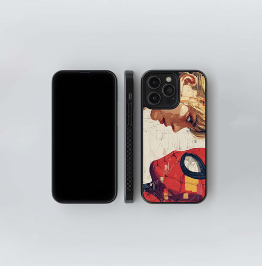 Spider-Man & Woman Abstract Art Glass Case