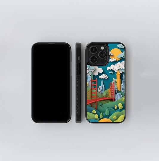 Paper Cut Golden Gate City Glass Case