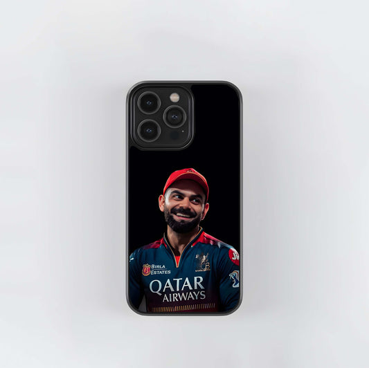 Virat Kohli RCB Smile Portrait Glass Case