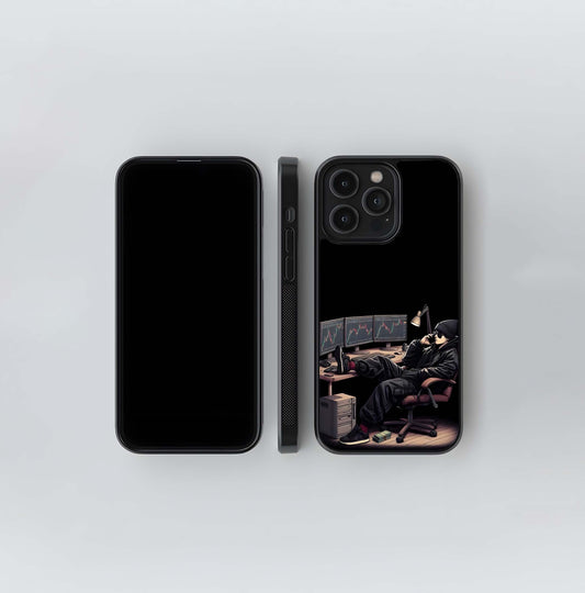 TraderHacker at Desk Glass Case