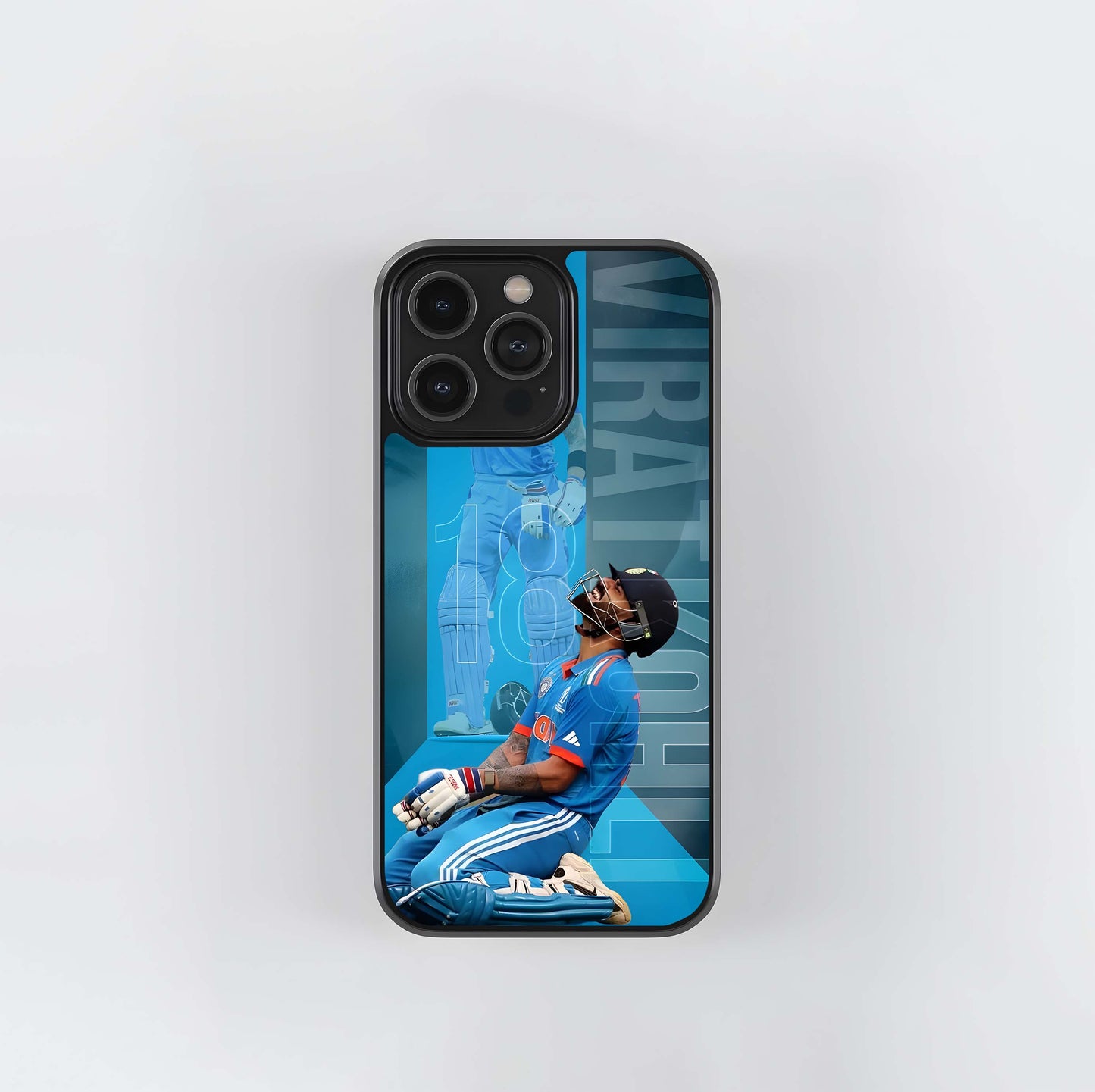 Virat Kohli Triumphant Blue Glass Case