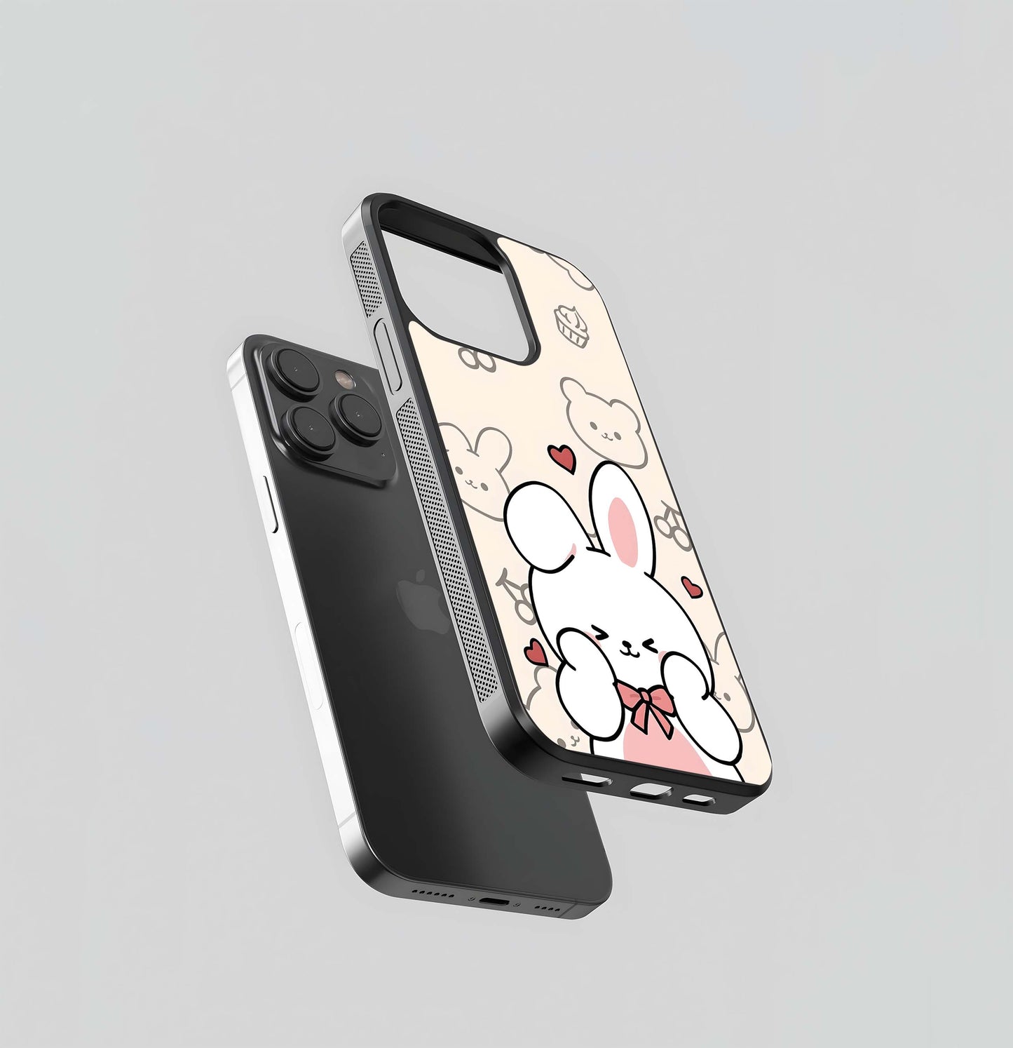 Kawaii Bunny & Cupcake Doodles Glass Case