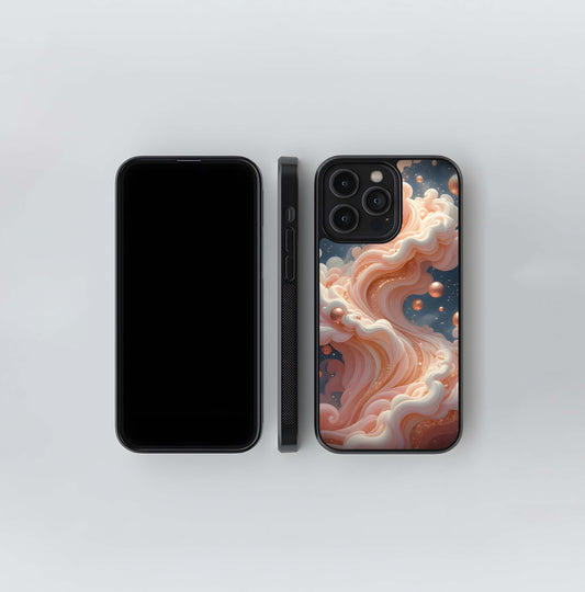 Pink & Black Mesh Petals Glass Case