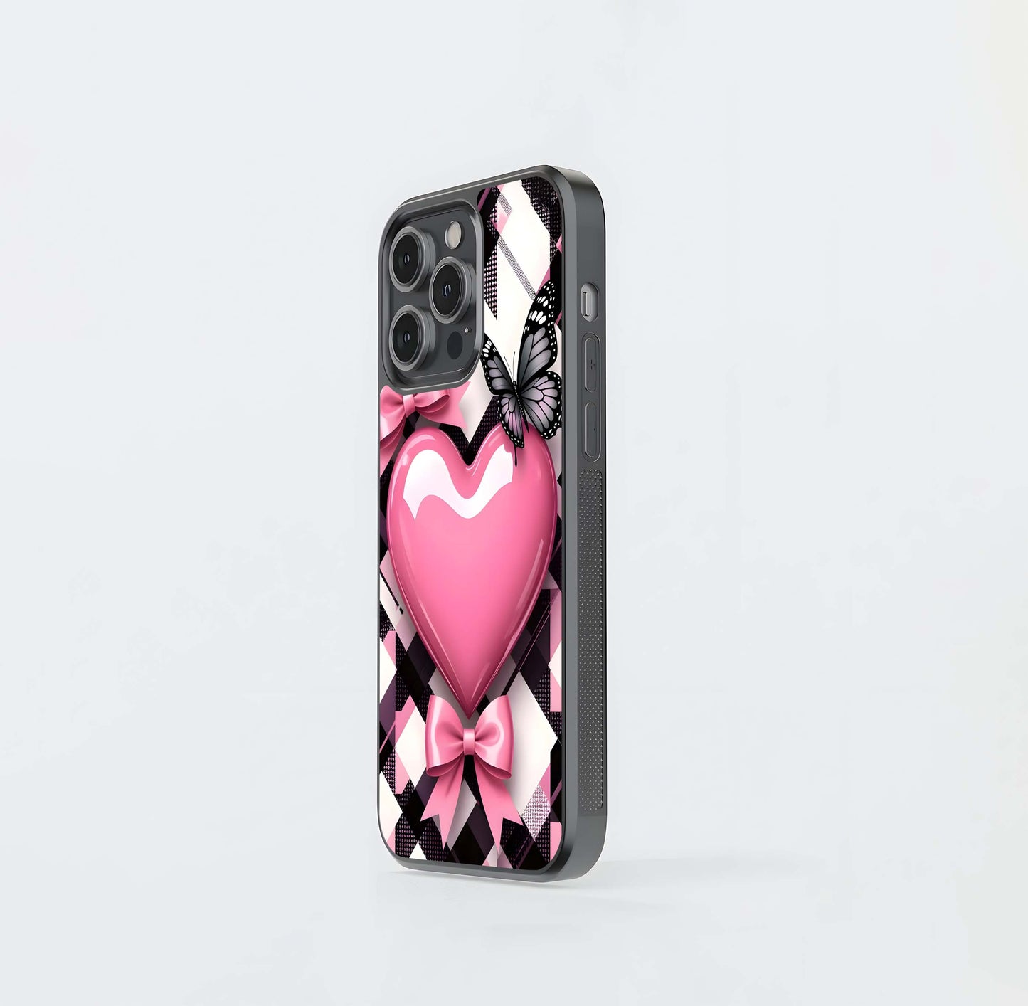 Pink & Plaid Glam Glass Case
