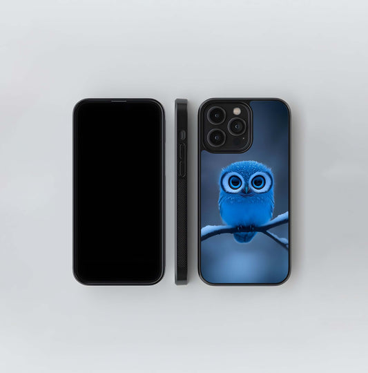 Cute Blue Snow Owl Glass Case