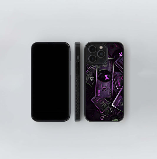 Violet X-Marked Cash Stack Glass Case