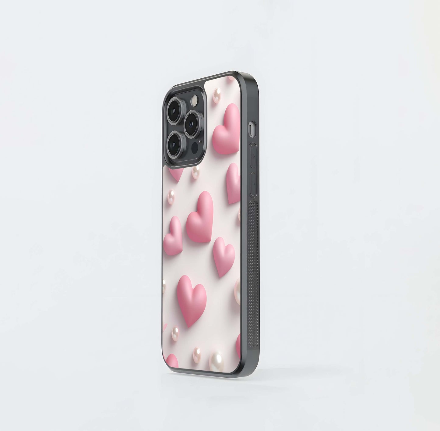 Pink Heart and Pearl Scatter Glass Case