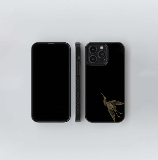 Minimalist Gold Bird Etching Glass Case