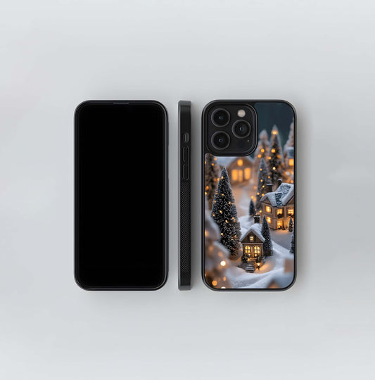 Cozy Winter Miniature Village Glass Case