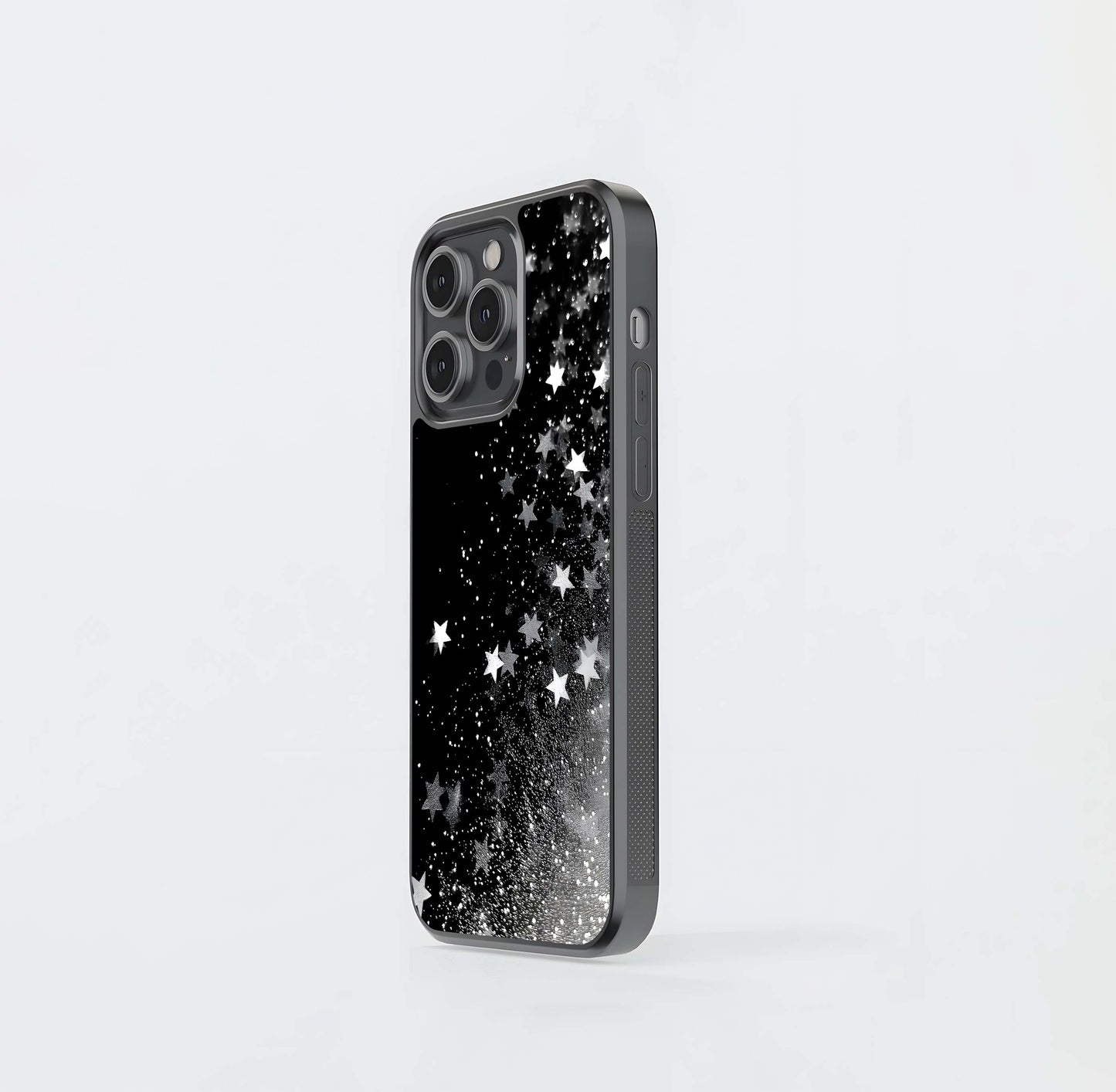 Black Glittering Stars Glass Case