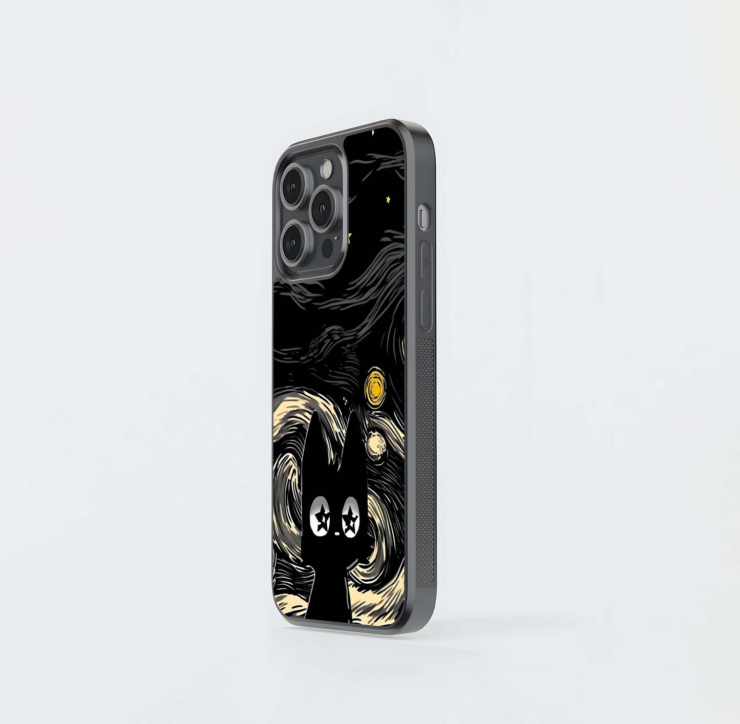 Starry Night Cat Glass Case