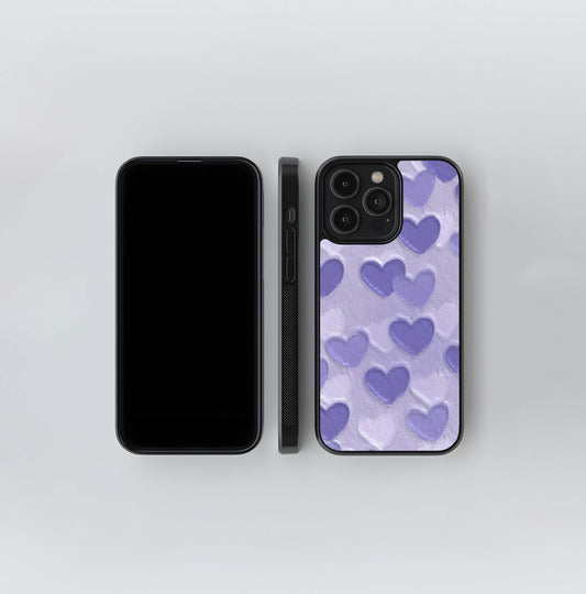 Lavender Paper Hearts Glass Case / Cover