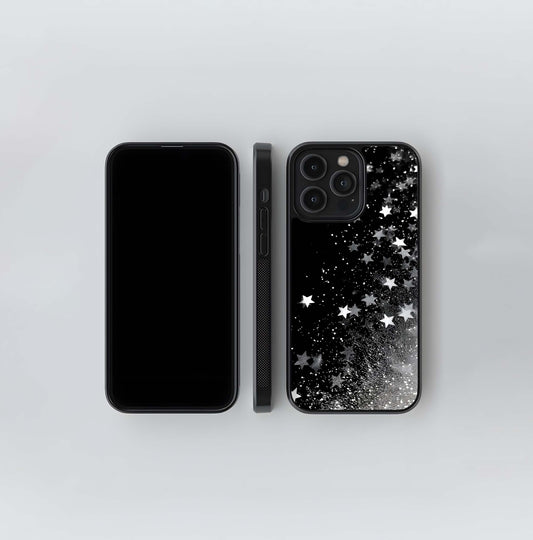 Black Glittering Stars Glass Case