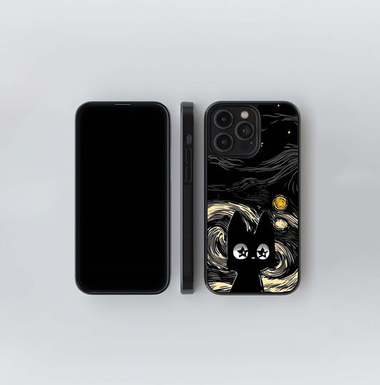 Starry Night Cat Glass Case