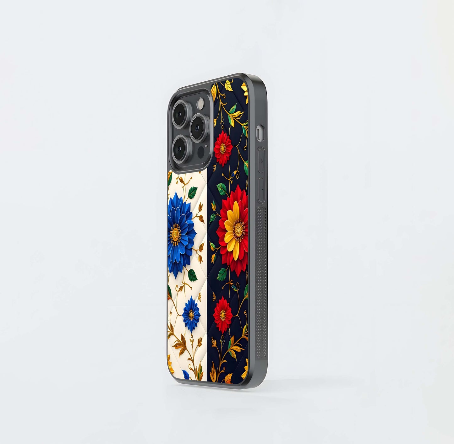Quilted Floral Duotone Glass Case