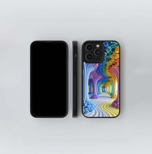 Rainbow Rose Tree Path Glass Case