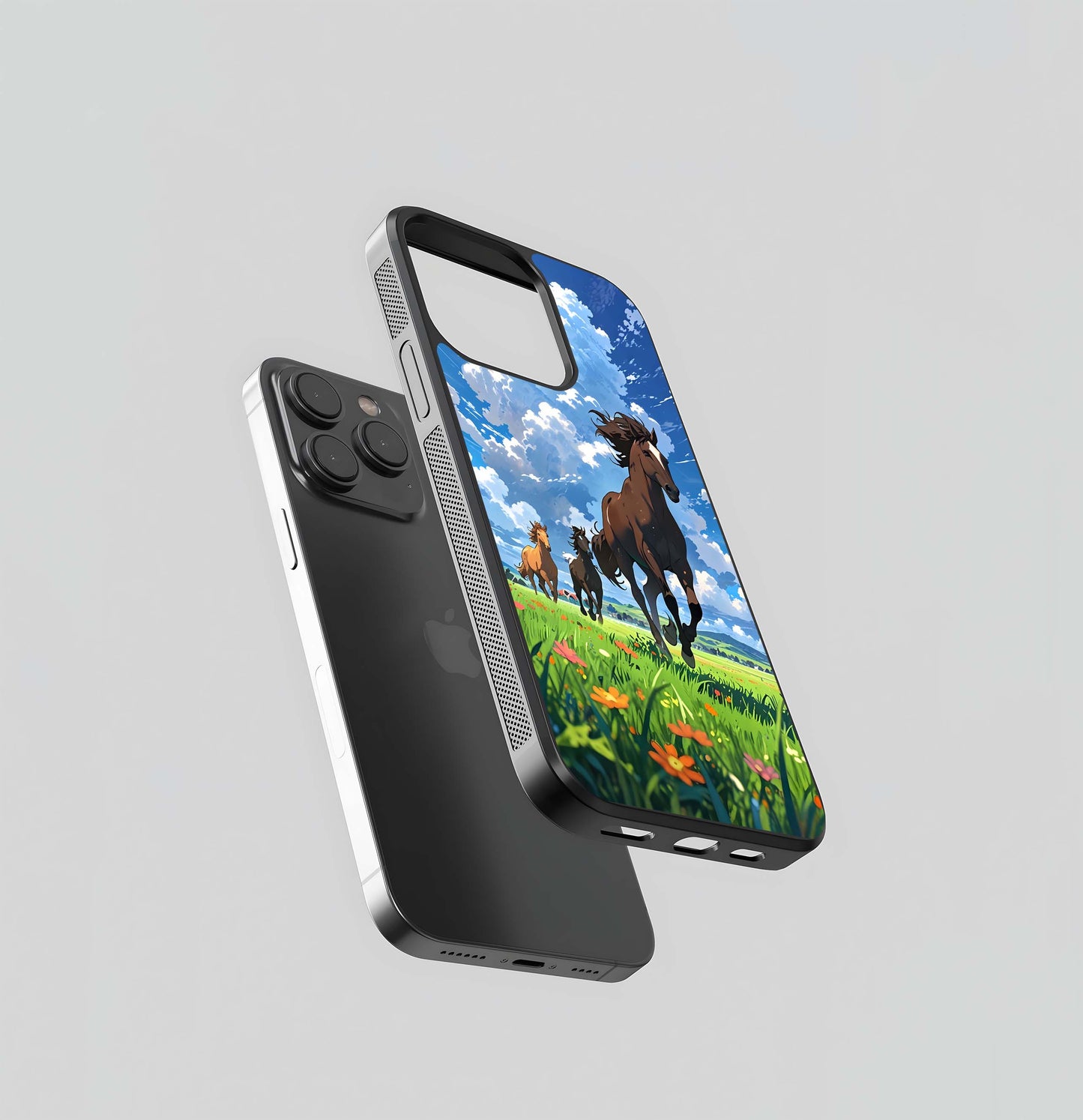 Majestic Horses Galloping Glass Case