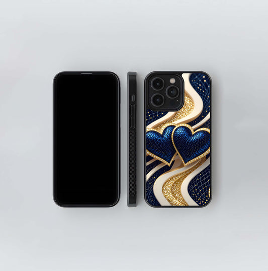 Regal Navy Hearts Glass Case