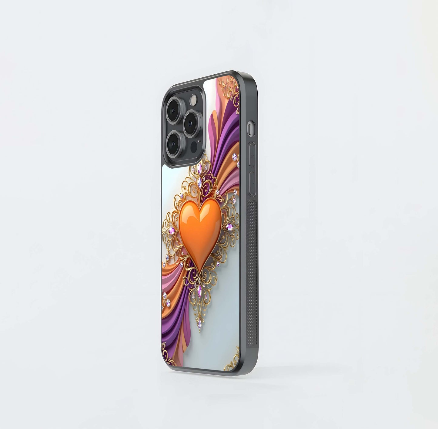 Regal Orange Heart Glass Case