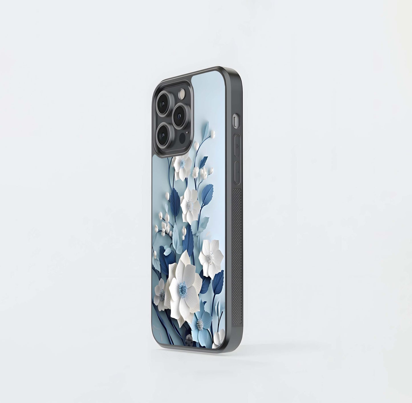 Blue & White Paper Hellebore Glass Case
