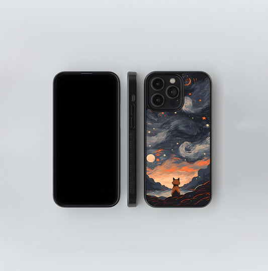 Alone Cat Sitting Glass Case