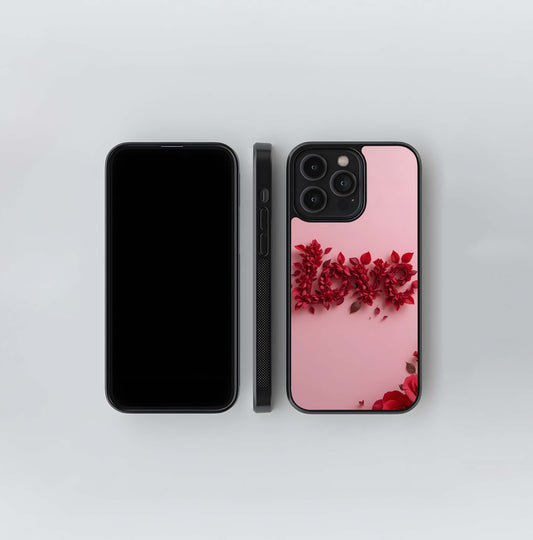 Rose Petal Love Script Glass Case