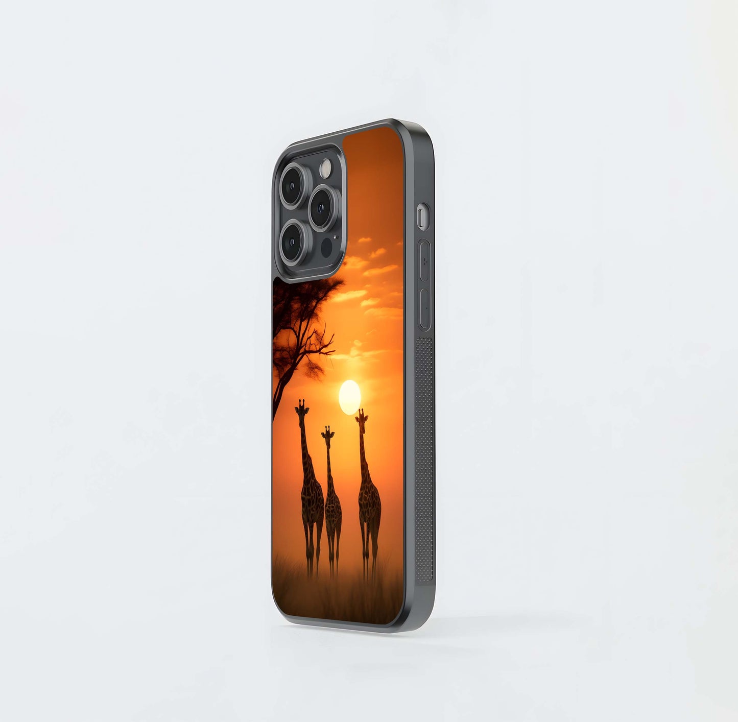 Savanna Giraffe Sunset Glass Case