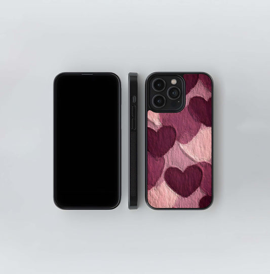 Layered Paper Hearts Glass Case / Cover