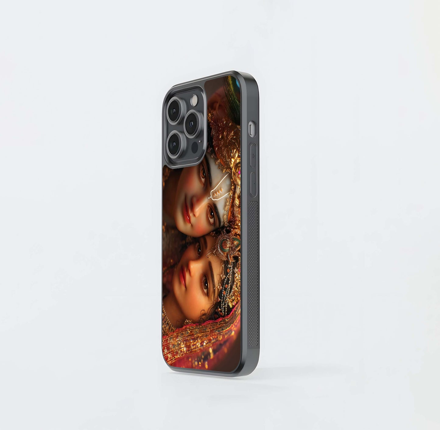 Thereal Radha Krishna Portrait Glass Case
