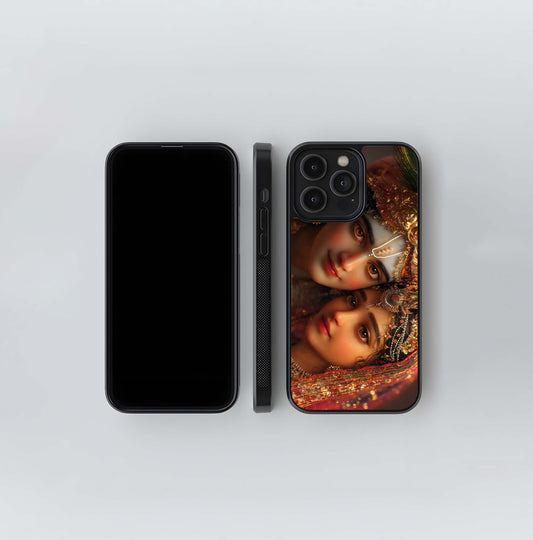 Thereal Radha Krishna Portrait Glass Case