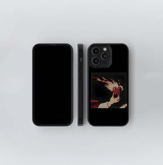 Flaming Heart on Black Glass Case