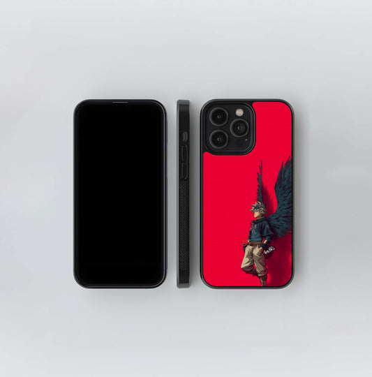 Anime Wings on Red Glass Case