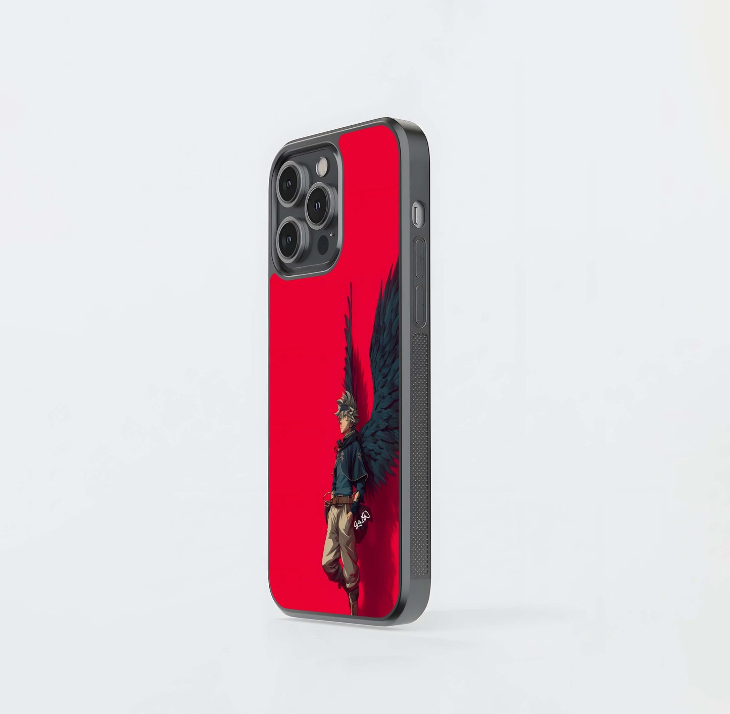 Anime Wings on Red Glass Case