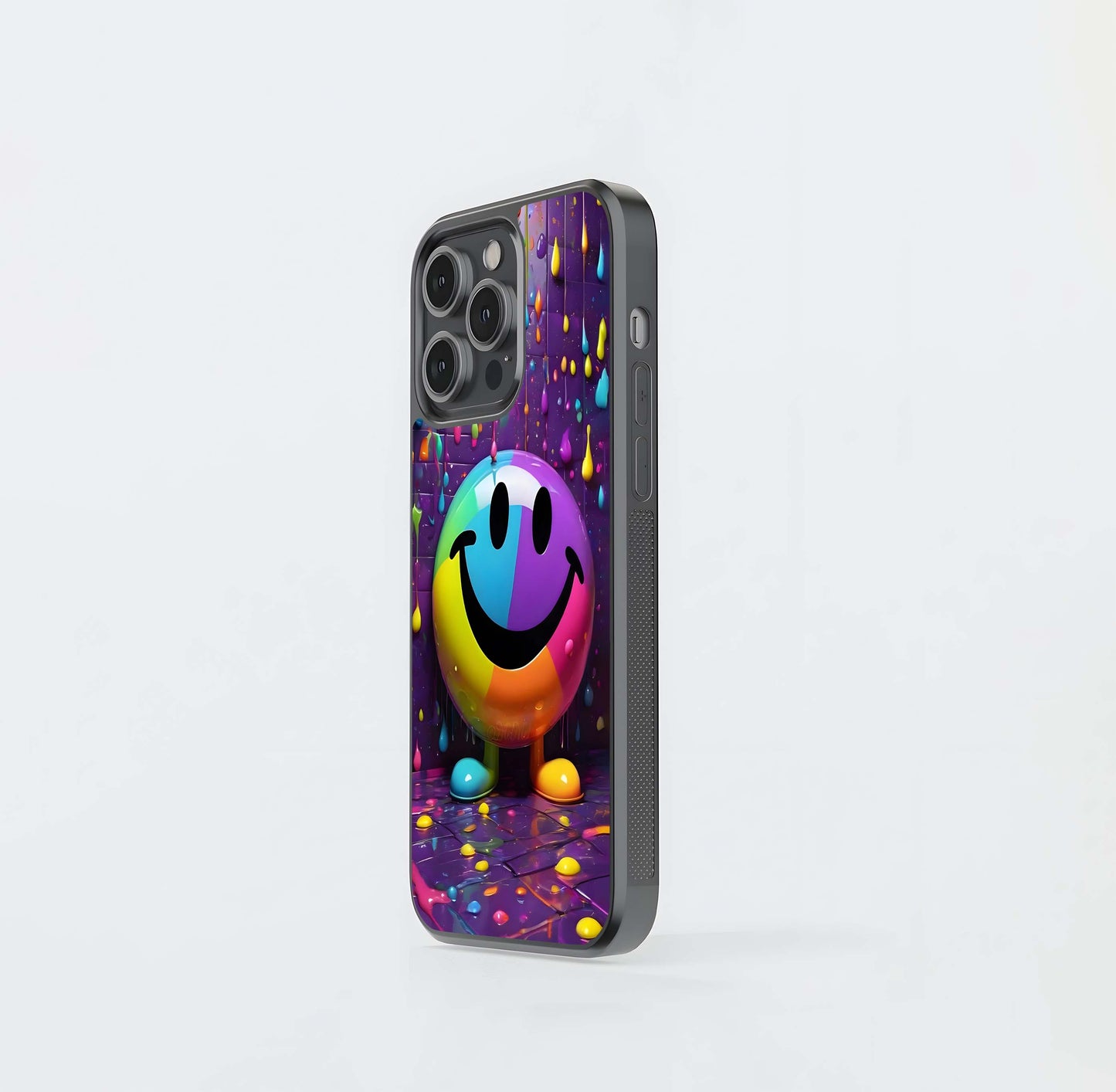 Splatter Paint Smiley Glass Case