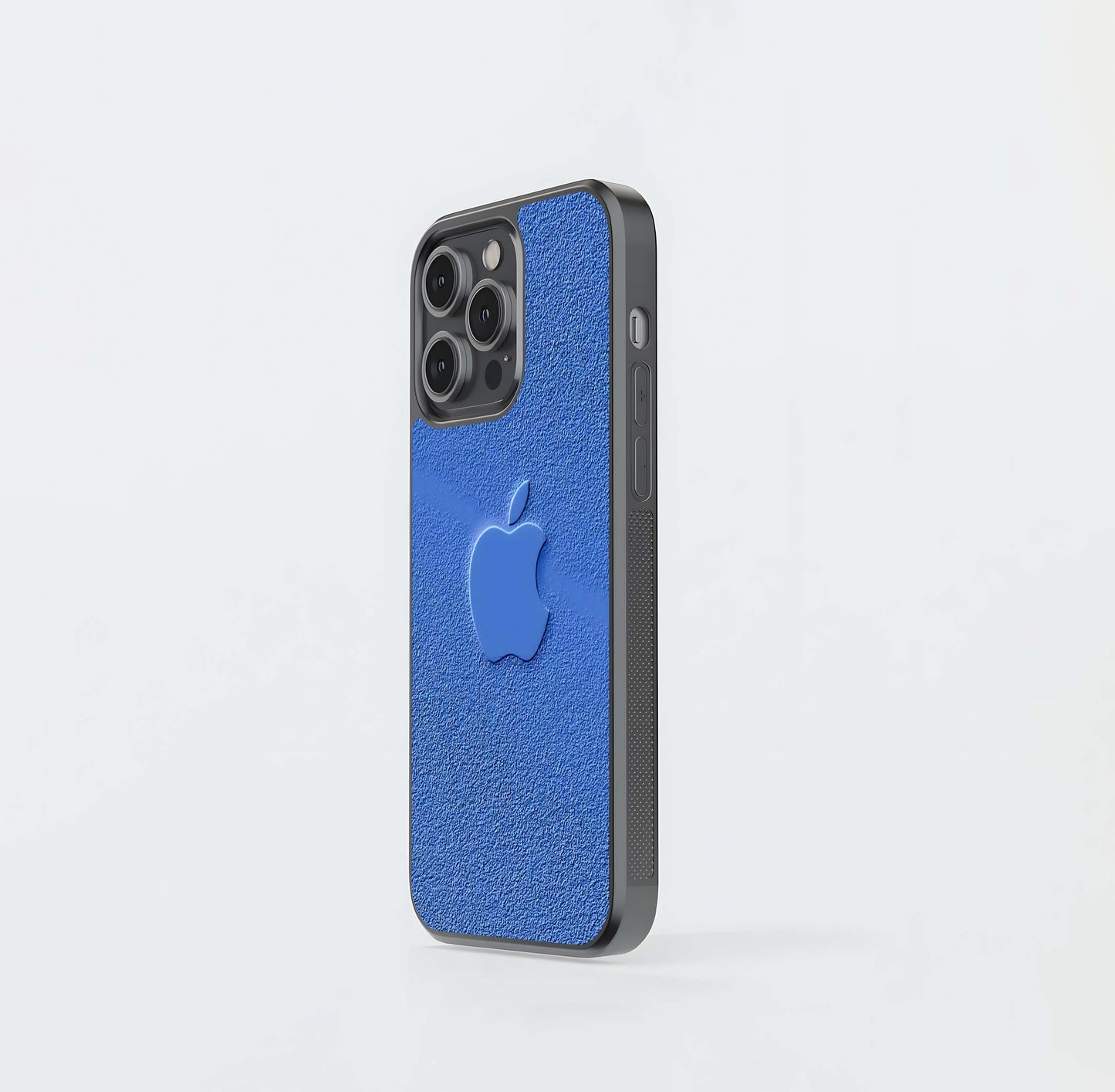 Embossed Blue Apple Logo Texture Glass Case
