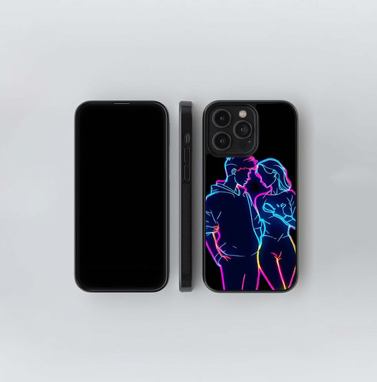 Neon Outline Couple Glass Case