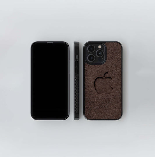 Embossed Leather Apple Logo Glass Case