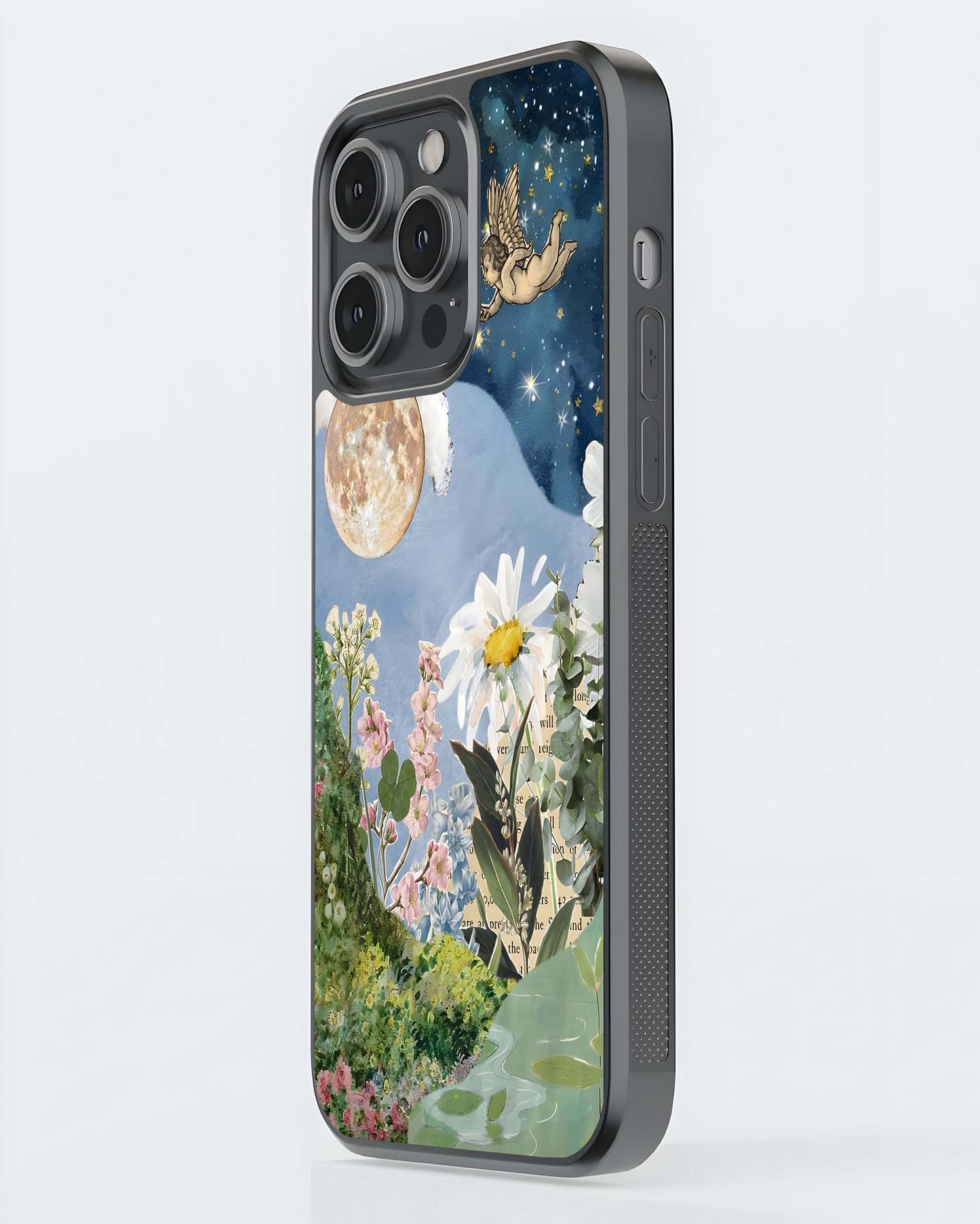 Angel under starlit floral Glass Case