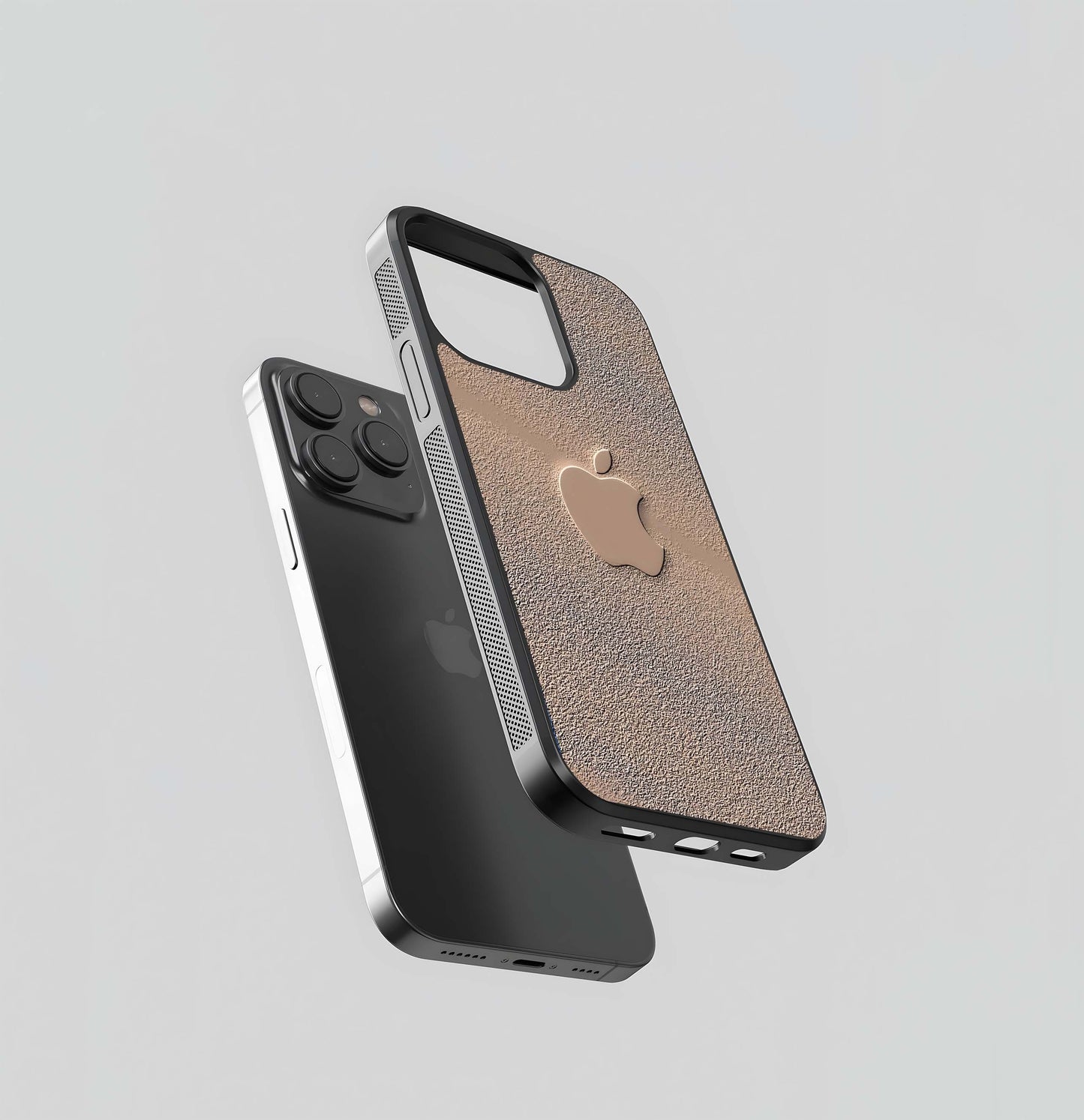 Embossed Rose Gold Apple Texture Glass Case