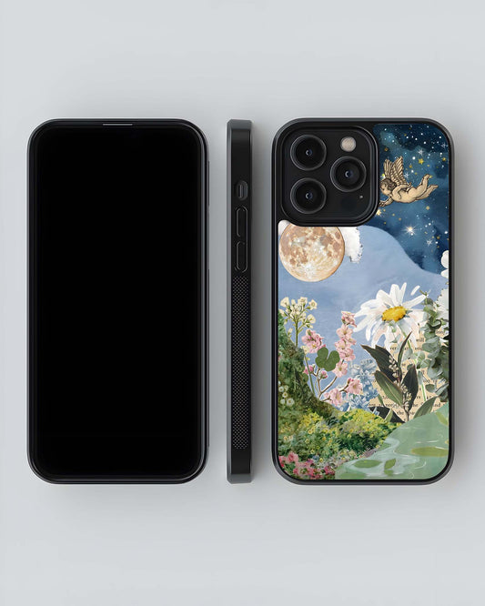 Angel under starlit floral Glass Case