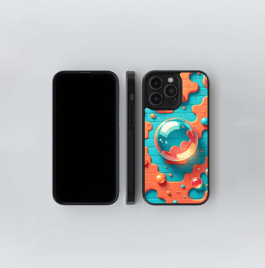 Teal and Orange Bubble Wall Glass Case
