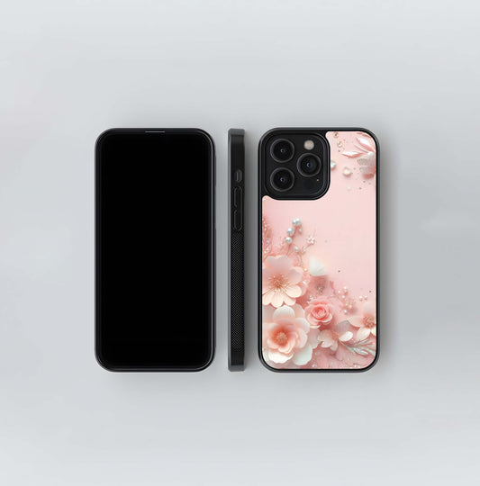 Blush Pink Floral Glamour Glass Case