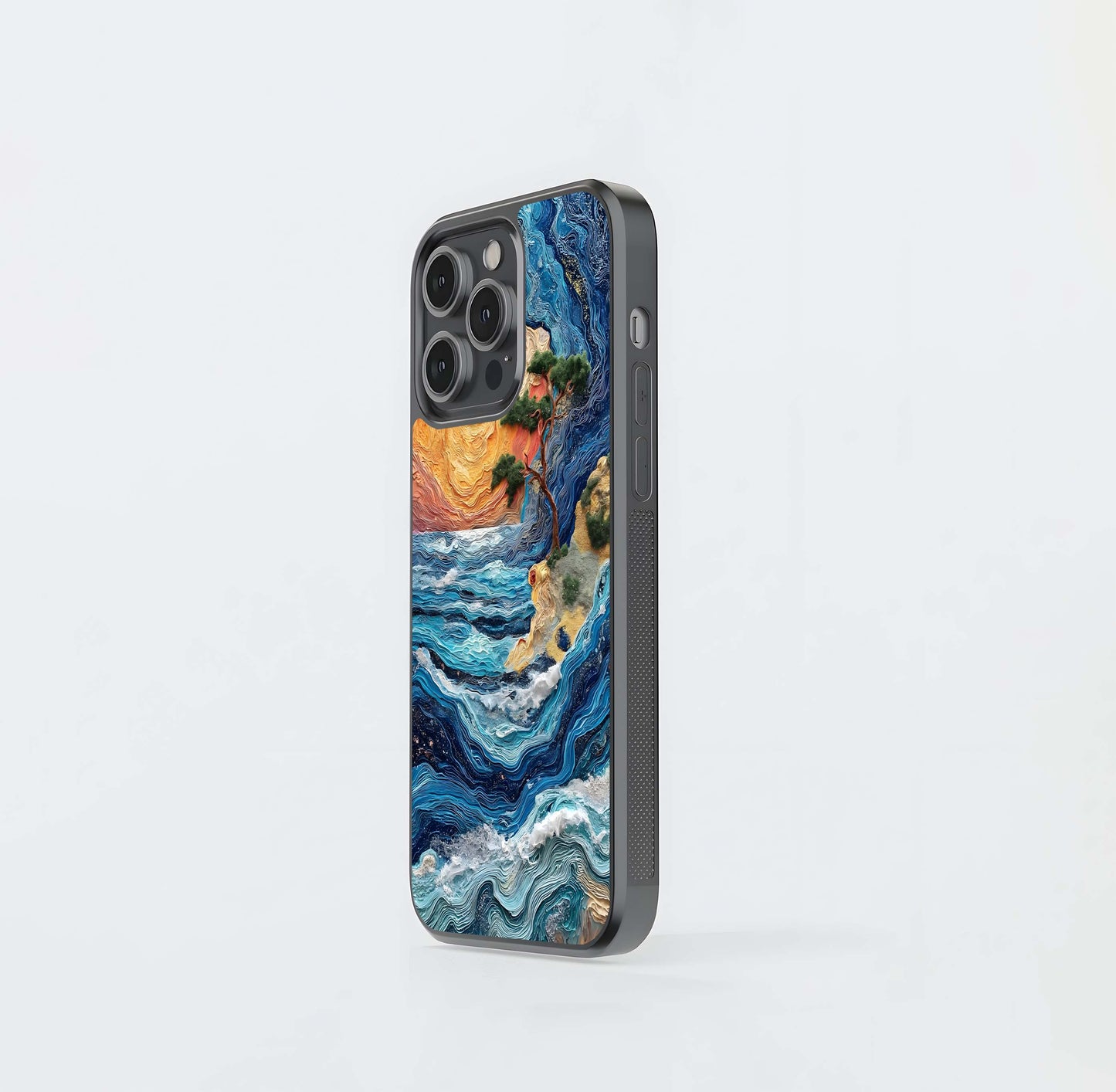 Textured Coastal Abstract Glass Case